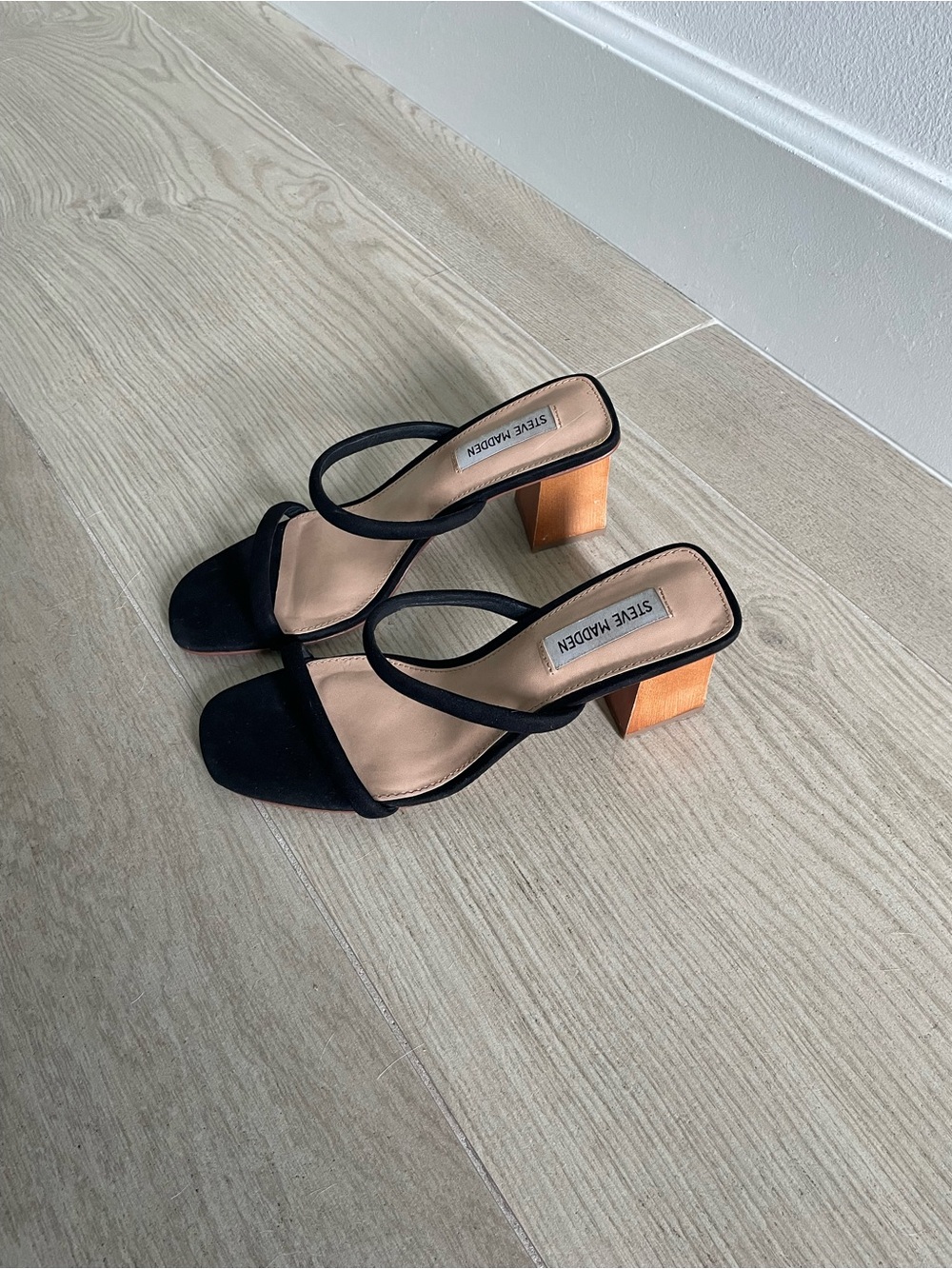 Steve Madden Black Strappy Block Heel Sandals